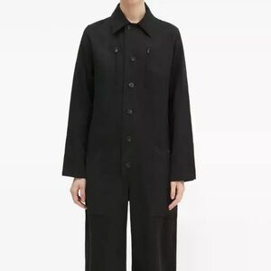 Adidas Y-3 logo-print Jumpsuit Wide Leg Satin Black Yohji Yamamoto Size XL
